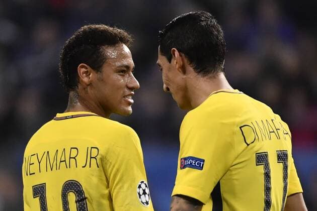 Fußball, CL, RSC Anderlecht - Paris St. Germain PSG s Neymar Jr and PSG s Angel Di Maria pictured during a third game (out of 6) in the group stage (Group B) of the UEFA Champions League competition between Belgian soccer team RSC Anderlecht and French club PSG Paris Saint-Germain, Wednesday 18 October 2017 in Brussels. DIRKxWAEM  x05185538x