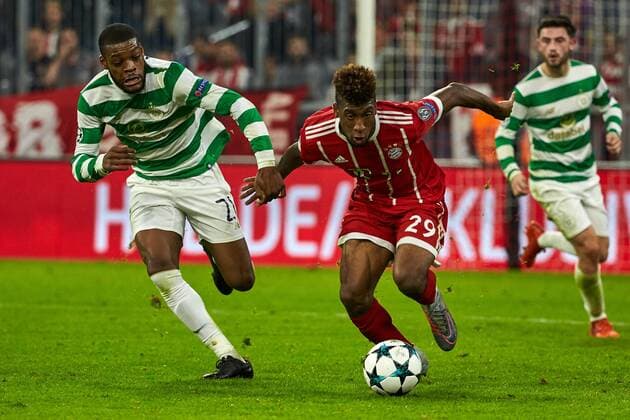 Munich Germany 17 10 2017 UEFA Champions League 2017 18 Season Group stage Group B 3 Matchday FC Bavaria Munich Celtic Glasgow duel between Olivier Ntcham Celtic and Kingsley Coman FCB v l DeFodi501