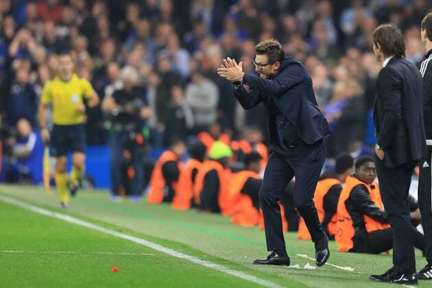 18th October 2017, Stamford Bridge, London, England; UEFA Champions League, Chelsea versus Roma; Roma Manager Eusebio Di Francesco  ActionPlus11941337