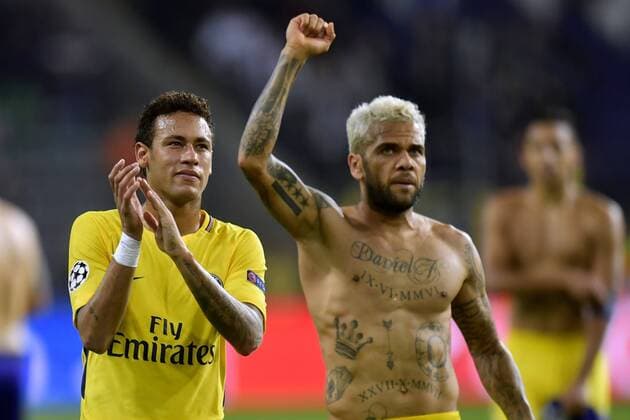 ANDERLECHT, BELGIUM - OCTOBER 18 : Neymar forward of PSG and Dani Alves defender of PSG FOOTBALL : RSC Anderlecht vs Paris Saint Germain - Ligue des Champions - 18 10 2017 PhotoNews Panoramic  775030940
