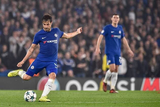 October 18, 2017 - London, United Kingdom - Cesc Fabregas of Chelseaduring the UEFA Champions League match between Chelsea v AS Roma at Stamford Bridge Stadium, London, United Kingdom on 18 October 2017. Chelsea v AS Roma - UEFA Champions League  - ZUMAn230 20171018_zaa_n230_421 Copyright: xGiuseppexMaffiax