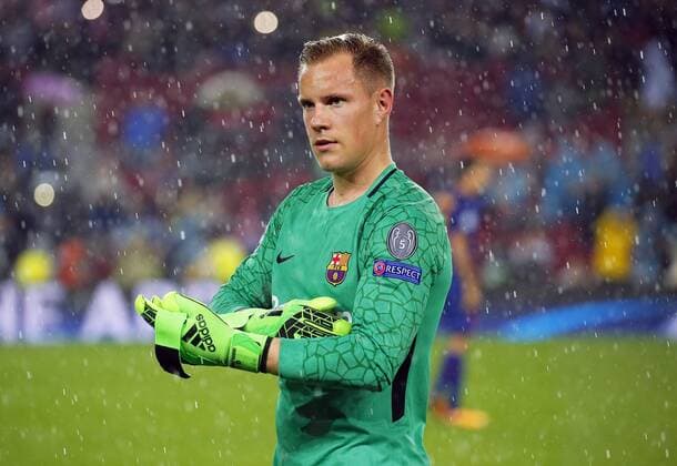 Themen der Woche - SPORT Bilder des Tages - SPORT October 18, 2017 - Barcelona, Spain - Marc Andre Ter Stegen during Champions League match between FC Barcelona Barca v Olympiakos FC , in Barcelona, on October 18, 2017. Photo: Urbanandsport Nurphoto FC Barcelona v Olympiakos Piraeus - UEFA Champions League  - ZUMAn230 20171018_zaa_n230_430 Copyright: xJoanxVallsx