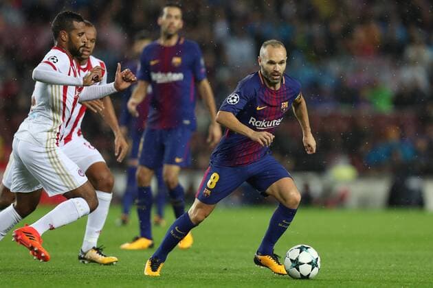 October 18, 2017 - Barcelona, Spain - October 18, 2017 - Barcelona, Catalonia, Spain - ANDRES INIESTA of Barcelona during the UEFA Champions League, Group D football match between FC Barcelona Barca and Olympiacos FC at Camp Nou stadium in Barcelona, Spain. Football - UEFA Champions League - FC Barcelona vs Olympiacos FC  - ZUMAb169 20171018_zaa_b169_014 Copyright: xManuelxBlondeau Aop.Pressx