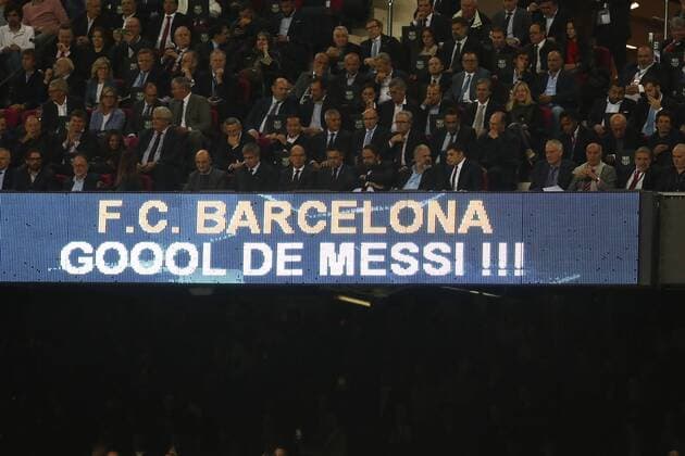 October 18, 2017 - Barcelona, Spain - October 18, 2017 - Barcelona, Catalonia, Spain - LIONEL MESSI of Barcelona celebrates after scoring his side s second goal during the UEFA Champions League, Group D football match between FC Barcelona Barca and Olympiacos FC at Camp Nou stadium in Barcelona, Spain. Football - UEFA Champions League - FC Barcelona vs Olympiacos FC  - ZUMAb169 20171018_zaa_b169_034 Copyright: xManuelxBlondeau Aop.Pressx