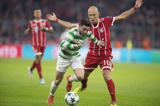 Football Champions League Encounter FC Bavaria Munich vs Celtic Glasgow Alliance Arena Munich 18 10 2017 in Picture Patrick Roberts Arjen seals Â