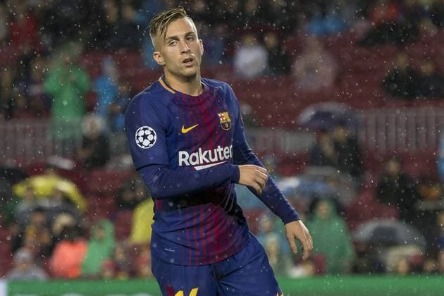 October 18, 2017 - Barcelona, Catalonia, Spain - Gerard Deulofeu in action during the UEFA Champions League match between FC Barcelona Barca and Olympiacos FC in Barcelona on October 19, 2017. FC Barcelona v Olympiakos Piraeus - UEFA Champions League  - ZUMAn230 20171018_zaa_n230_761 Copyright: xMiquelxLlopx