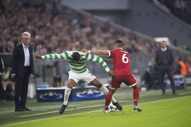 Football Champions League Encounter FC Bavaria Munich vs Celtic Glasgow Alliance Arena Munich 18 10 2017 in Picture Jupp Heynckes team manager FCB Olivier Ntcham Thiago Â