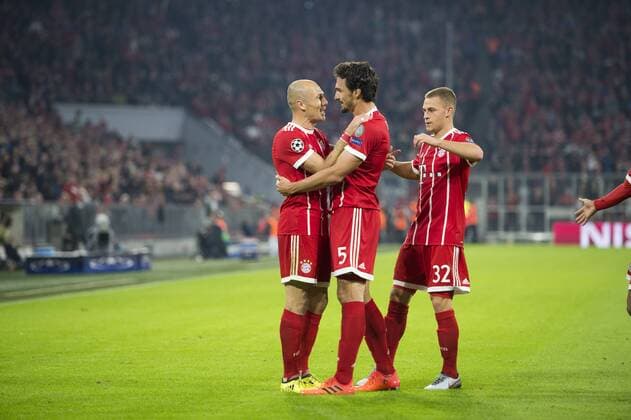 Football Champions League Encounter FC Bavaria Munich vs Celtic Glasgow Alliance Arena Munich 18 10 2017 in Picture Arjen seals Matts Hummels Joshua KIMMICH Â