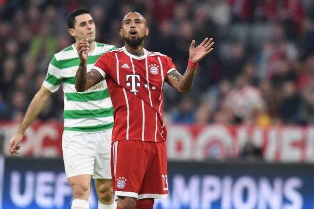 Football Champions League 03 Matchday FC Bavaria Munich Celtic Glasgow at 18 10 2017 in the Alliance Arena in Munich Arturo Vidal Munich dissatisfied disappointed DISAPPOINTED depressed MT