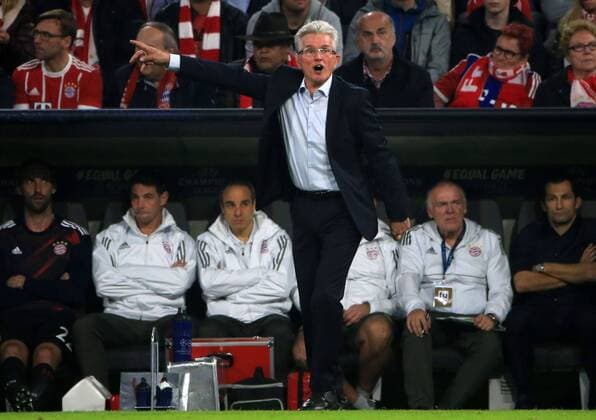 (171019) -- MUNICH, Oct. 19, 2017 -- Bayern Munich s head coach Jupp Heynckes (front) reacts during the third round match of Group B of 2017-18 UEFA Champions League between Bayern Munich of Germany and Celtic FC of Scotland, in Munich, Germany, on Oct. 18, 2017. Bayern Munich won 3-0. ) (SP)GERMANY-MUNICH-SOCCER-UEFA CHAMPIONS LEAGUE-BAYERN MUNICH VS CELTIC PhilippexRuiz 