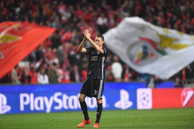(171019) -- LISBON, Oct.19, 2017 -- Nemanja Matic of Manchester United ManU gestures after the third round match of Group A of 2017-18 UEFA Champions League between Benfica and Manchester United at the Luz stadium in Lisbon, Portugal on Oct. 18, 2017. Benfica lost 0-1.) (SP)PORTUGAL-LISBON-SOCCER-UEFA CHAMPIONS LEAGUE-BENFICA VS MANCHESTER UNITED ZhangxLiyun 