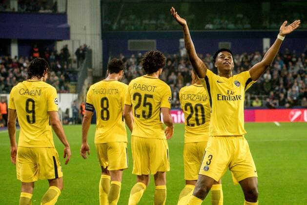 Belgium , Brussels , Oct 18 , 2017 - Third game in the group stage ( Group B ) of the UEFA Champions League competition between Belgian soccer team RSC Anderlecht and French Paris Saint-Germain Presnel KIMPEMBE Copyright Danny Gys Reporters xxGYS 