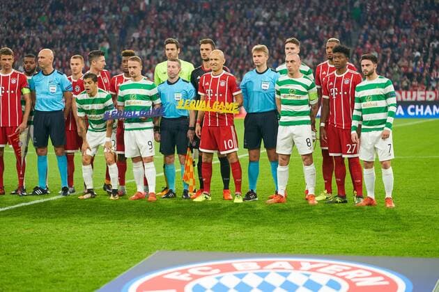 new UEFA Campaign Equal Game a Game for all instead no to Racism Players both Teams Arjen seals FCB 10 David Alaba FCB 27 Robert Lewandowski FCB 9 Thomas Mueller Mueller FCB 25 Mats Hummels FCB 5 Patrick Roberts Glasgow 7 Scott Brown Glasgow 8 Leigh Griffith Glasgow 9 Cristian Gamboa Glasgow 12 Main referee Sergei Karasev RUS with Pipe Gesture shows ref Referees Individual action Stuart Armstrong Glasgow 14 FC Bavaria Munich Celtic Glasgow 3 0 Group stage Leg Football UEFA Champions League Munich 18 10 2017 CL Season 2017 2018