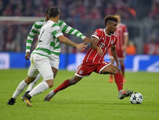 18 10 2017 Football UEFA Champions League 2017 2018 Group stage 3 Matchday FC Bavaria Munich Celtic Glasgow in the Alliance Arena Munich Kingsley Coman right Bavaria Munich