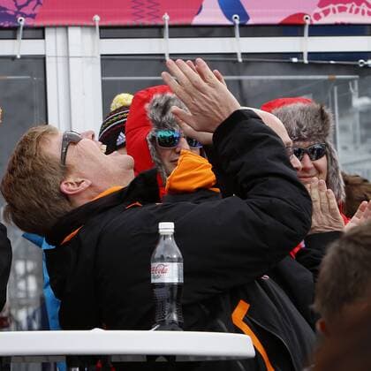 SOCHI - snowboarden , halfpipe , Rosa Khutor Extreme Park , 11-02-2014, Olympische Winterspelen 2014 , Koningin Maxima en koning Willem-Alexander op bezoek in Rosa Khutor Extreme Park. koningspaar bij Rosa Khutor Extreme Park *** SOCHI snowboarding half pipe Rosa Khutor Extreme park 11 02 2014 Olympic Winter games 2014 queen maxima and king Willem Alexander on visit in Rosa Khutor Extreme park royal couple at Rosa Khutor Extreme park 
