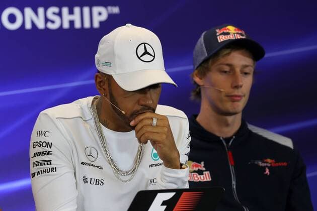 19.10.2017 - press conference PK Pressekonferenz Lewis Hamilton (GBR) Mercedes AMG F1 W08 and Brendon Hartley (NZL) Scuderia Toro Rosso STR12 United States Grand Prix, Austin 19 - 22 October 2017 19.10.2017 - Press conference, Lewis Hamilton (GBR) Mercedes AMG F1 W08 and Brendon Hartley (NZL) Scuderia Toro Rosso STR12 