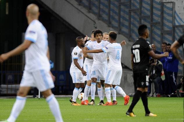 Joie but Ocampos OM FOOTBALL Marseille vs Vitoria SC Europa League 19 10 2017 FranckPennant Panoramic 