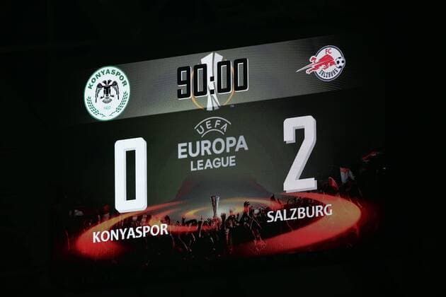 SOCCER - UEFA EL, Atiker vs RBS KONYA,TURKEY,19.OCT.17 - SOCCER - UEFA Europa League, Atiker Konyaspor vs Red Bull Salzburg. Image shows the scoreboard. GEPAxpictures xFelixxRoittner