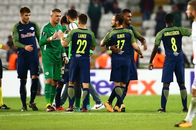 SOCCER - UEFA EL, Atiker vs RBS KONYA,TURKEY,19.OCT.17 - SOCCER - UEFA Europa League, Atiker Konyaspor vs Red Bull Salzburg. Image shows the rejoicing of RBS. GEPAxpictures xFelixxRoittner