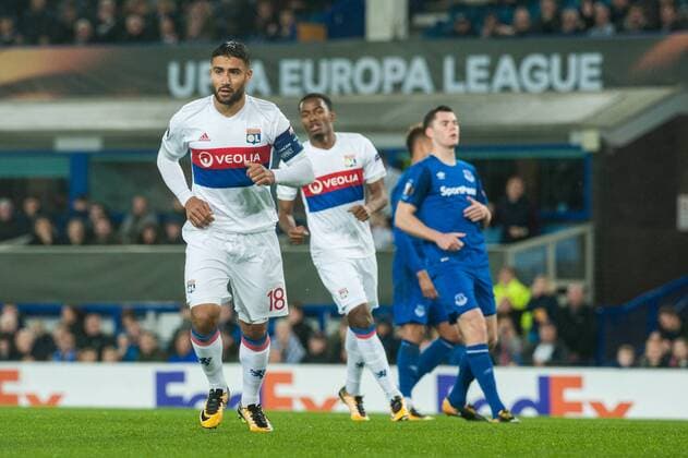 Everton v Olympique Lyonnais UEFA Europa League Nabil Fekir of Olympique Lyonnais celebrates after scoring a penalty during the UEFA Europa League match at Goodison Park, Liverpool Content Not Available For UK Newspapers Copyright: xMattxWilkinsonx FIL-10831-0012