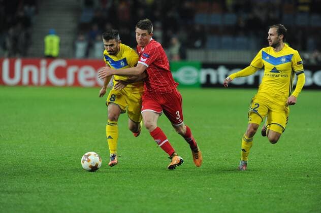 Europa League, BATE Borisov - 1. FC Köln, Dominique Heintz und Aleksandr Volodko 