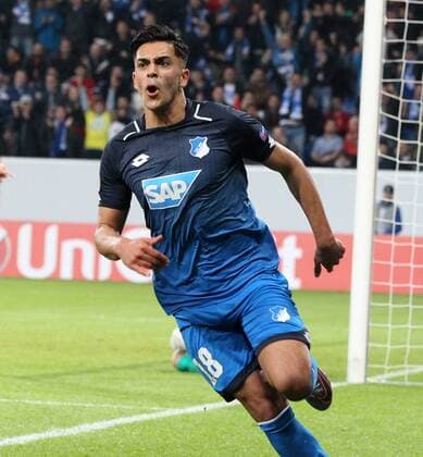 Football Europe League TSG 1899 Hoffenheim Istanbul Basaksehir Group C at 19 10 2017 in the Wirsol Rhine Neckar Arena xmdx 2 0 through Nadiem Amiri 18 1899 Hoffenheim goal celebration TSG 1899 Hoffenheim Istanbul Basaksehir