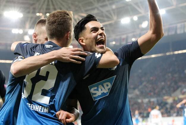 Football Europe League TSG 1899 Hoffenheim Istanbul Basaksehir Group C at 19 10 2017 in the Wirsol Rhine Neckar Arena xmdx 2 0 through Nadiem Amiri 18 1899 Hoffenheim goal celebration TSG 1899 Hoffenheim Istanbul Basaksehir