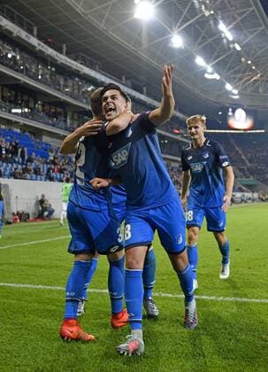 goal to 2 0 through Nadiem Amiri TSG 1899 Hoffenheim goal celebration TSG 1899 Hoffenheim vs Istanbul BB Medipol Basaksehir Europe League 19 10 2017 TSG 1899 Hoffenheim vs Istanbul BB Medipol Basaksehir