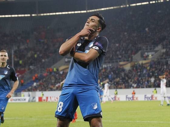 goal celebration 2 0 Hoffenheim Nadiem Amiri Hoffenh TSG 1899 Hoffenheim Istanbul Basaksehir FK Sinsheim ger 19 10 2017 Europe League 2017 2018