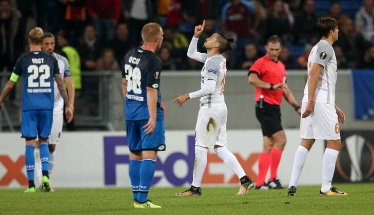 Football Europe League TSG 1899 Hoffenheim Istanbul Basaksehir Group C at 19 10 2017 in the Wirsol Rhine Neckar Arena xmdx 1 3 Following results through Stefano Napo Leoni 18 Istanbul Basaksehir goal celebration TSG 1899 Hoffenheim Istanbul Basaksehir