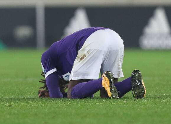 SOCCER - EL, A.Wien vs Rijeka VIENNA,AUSTRIA,19.OCT.17 - SOCCER - UEFA Europa League, FK Austria Wien vs HNK Rijeka. Image shows the disappointment of Abdul Kadiri Mohammed (A.Wien). GEPAxpictures xChristianxOrt