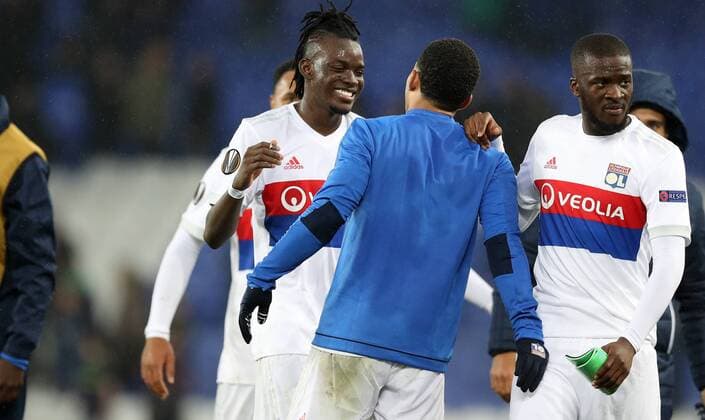 Football - 2017 2018 UEFA Europa League - Group E: Everton vs. Olympique Lyonnais (Lyon) Bertrand Traore of Lyon celebrates after the match at Goodison Park. COLORSPORT LYNNE CAMERON 