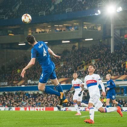 Everton v Olympique Lyonnais UEFA Europa League Michael Keane of Everton attempts to bring the ball under control during the UEFA Europa League match at Goodison Park, Liverpool Content Not Available For UK Newspapers Copyright: xMattxWilkinsonx FIL-10831-0035