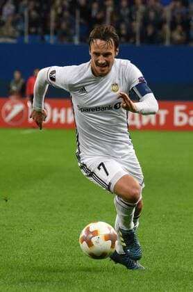 Russia. St. Petersburg. October 19, 2017. Rusenborg player Mike Jensen in the group stage match of the UEFA Europa League between the teams Zenit (Russia, St. Petersburg) and Rosenborg (Norway, Trondheim).