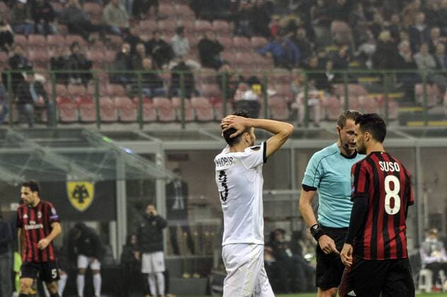 19th October 2017, San Siro, Milan, Italy; H& xe9;lder Lopes of AEK Athens during the UEFA Europa League football, AC Milan versus AEK Athens;  ActionPlus11941556