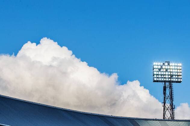 Rotterdam Feyenoord Heerenveen Football Eredivisie season 2014 2015 Stadium the Kuip 16 08 2014 Standion lamps from the Kuip with a blue and cloudy air on the background Feyenoord Heerenveen