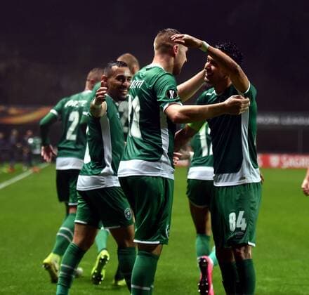 (171020) -- BRAGA, Oct. 20, 2017 -- Players of Ludogorets celebrates after scoring a goal during the Europa League soccer match between SC Braga and PFC Ludogorets 1945 at the Braga Municipal Stadium in Braga, Portugal, on Oct. 19, 2017.) (SP)PORTUGAL-BRAGA-EUROPA LEAGUE-SC BRAGA VS PFC LUDOGORETS ZhangxLiyun 