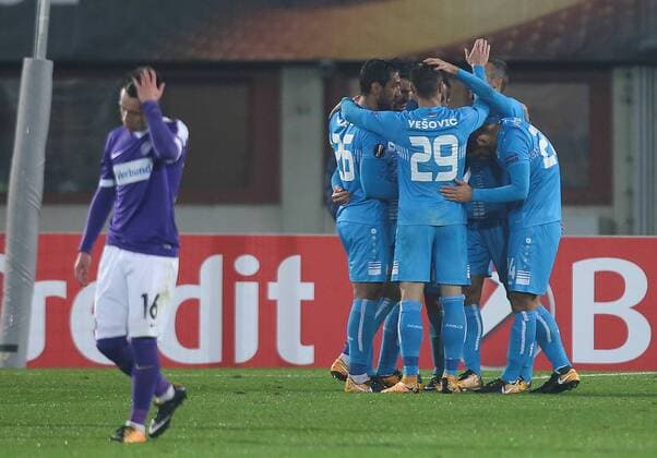 SOCCER - EL, A.Wien vs Rijeka VIENNA,AUSTRIA,19.OCT.17 - SOCCER - UEFA Europa League, FK Austria Wien vs HNK Rijeka. Image shows the rejoicing of Rijeka. GEPAxpictures xPatrickxLeuk
