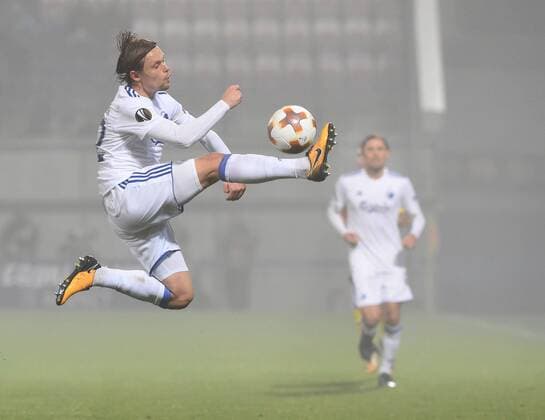 Peter Ankersen of Copenhagen in action during the 3rd round, group F, European League soccer match FC Fastav Zlin vs FC Copenhagen in Olomouc, Czech Republic, on October 19, 2017. (CTKxPhoto LudekxPerina) CTKPhotoP201710191110101  LPE 007