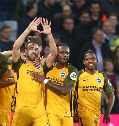 October 20, 2017 - London, England, United Kingdom - Brighton & Hove Albion s Glenn Murray celebrates scoring his sides first goal .during Premier League match between West Ham United against Brighton and Hove Albion at The London Stadium, Queen Elizabeth II Olympic Park, London, Britain - 20 Oct 2017 West Ham United v Brighton and Hove Albion - Premier League  - ZUMAn230 20171020_zaa_n230_333 Copyright: xKieranxGalvinx