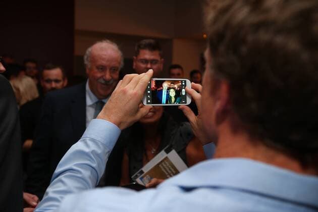 20 10 2017 Deutsche Akademie für Fussbalkultur Footballgala Award Winner Walter Bensemann Prize 2015 JüRa Vicente del Bosque Trainer Katrin Müller Hohenstein Moderator Dr Ulrich Maly Lord Mayor City of Nuremberg Rainer Holzschuh kicker Editor and Jury Chairman