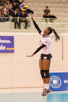 Erika Mercado Chavez Black and White Erfurt 7 when stating Volleyball 1 Bundesliga Women Black and White Erfurt 1 VC Wiesbaden xprx