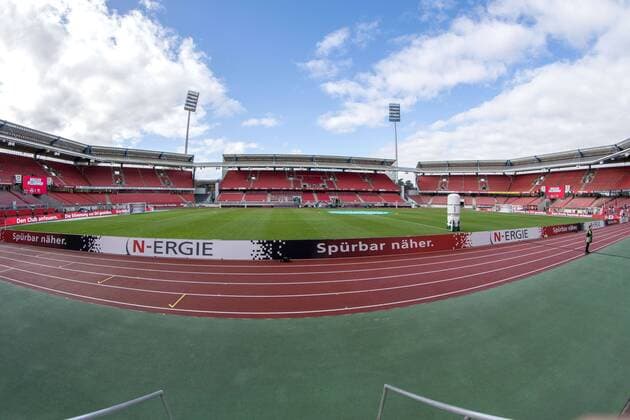 Fisheye wide-angle motif from the Max Morlock Stadium 90 minutes before kick-off 1 FC Nürnberg vs SG Dynamo Dresden 11 matchday 2 Bundesli