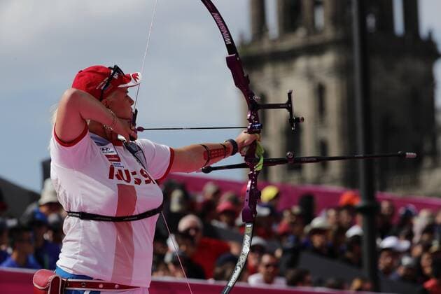 Bogenschießen, WM in Mexiko Russian Ksenia Perova competes for the gold medal against South Korean Chang Hye Jin during the World Archery Championships 2017 individual women s recurve bow outdoor event in Mexico City, Mexico, 22 October 2017. World Archery Champioships 2017 in Mexico City !ACHTUNG: NUR REDAKTIONELLE NUTZUNG!  Copyright: xJoséxMéndezx CMX043 20171023-636443192639865414