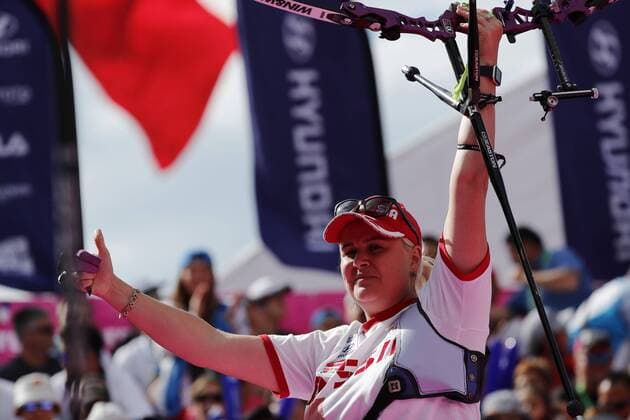 Bogenschießen, WM in Mexiko Russian Ksenia Perova competes for the gold medal against South Korean Chang Hye Jin during the World Archery Championships 2017 individual women s recurve bow outdoor event in Mexico City, Mexico, 22 October 2017. World Archery Champioships 2017 in Mexico City !ACHTUNG: NUR REDAKTIONELLE NUTZUNG!  Copyright: xJoséxMéndezx CMX044 20171023-636443192663733414