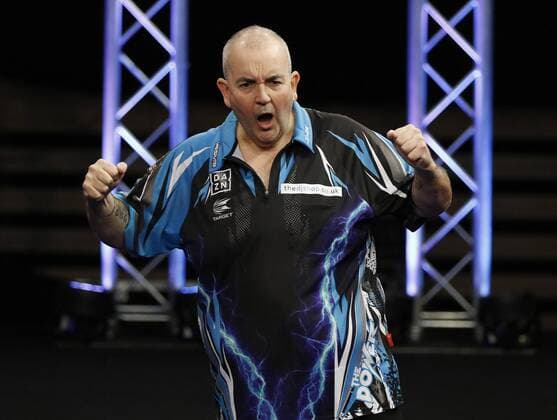 Dusseldorf Germany World Series of Darts German Masters on 21 10 2017 at the Castello Arena in Duesseldorf semi-final Phil TAYLOR The Power ENG is delighted at his victory in the semi-final