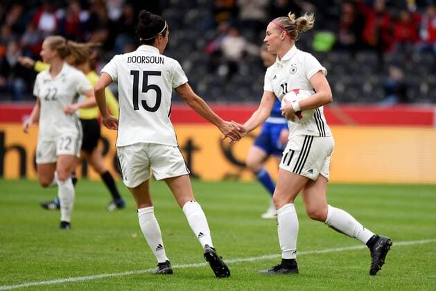 Goalkeeper of the matchmaker Alexandra Popp GER Germany Grossaspach Sport Soccer National Team Women World Cup Qualification Germany vs Faeroer am 24 10 2017 mechatronik Arena