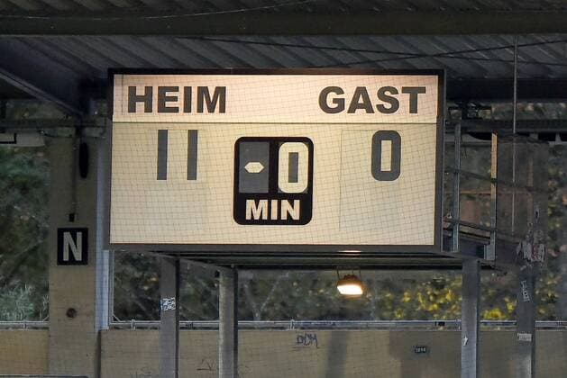 Feature the final score on the scoreboard 11 0 the village was today covered with home Germany Grossaspach Sport Soccer National Team Womens World Cup Qualification Germany vs Faeroer on 24 10 2017 mechatronics Arena