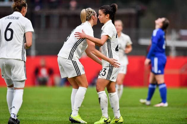 Hasret Kayikci Germany Germany DFB 23 will be congratulated by their third goal Soccer World Cup 2019 Qualification Germany Faroe Islands xmkx