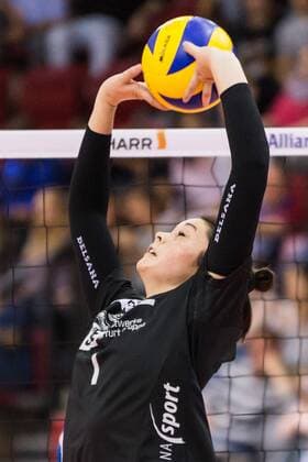 Erika Mercado Chavez Black and White Erfurt 7 in the match Volleyball 1 Bundesliga Women Alliance MTV Stuttgart Schwarzweiß Erfurt xprx